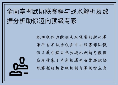 全面掌握欧协联赛程与战术解析及数据分析助你迈向顶级专家